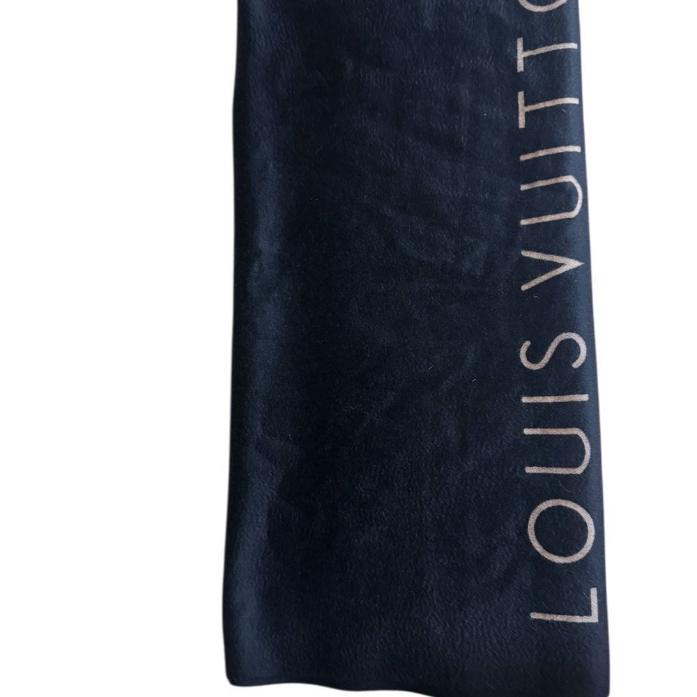 Louis Vuitton Black and Gold 100% Cashmere Large Logo Shawl Wrap Stole Auth - Picture 6 of 16